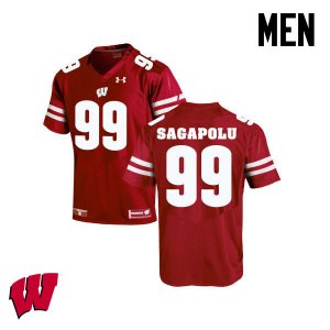 Men's Wisconsin Badgers NCAA #99 Olive Sagapolu Red Authentic Under Armour Stitched College Football Jersey AY31U15CV